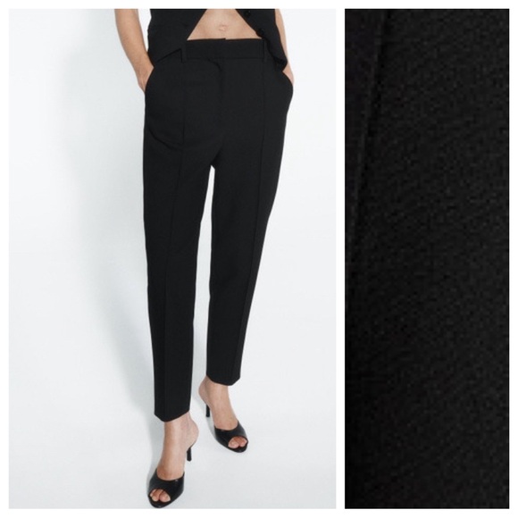 NWT. Zara Black Viscose Blend High-Waisted Trousers. Size L. - Picture 2 of 10
